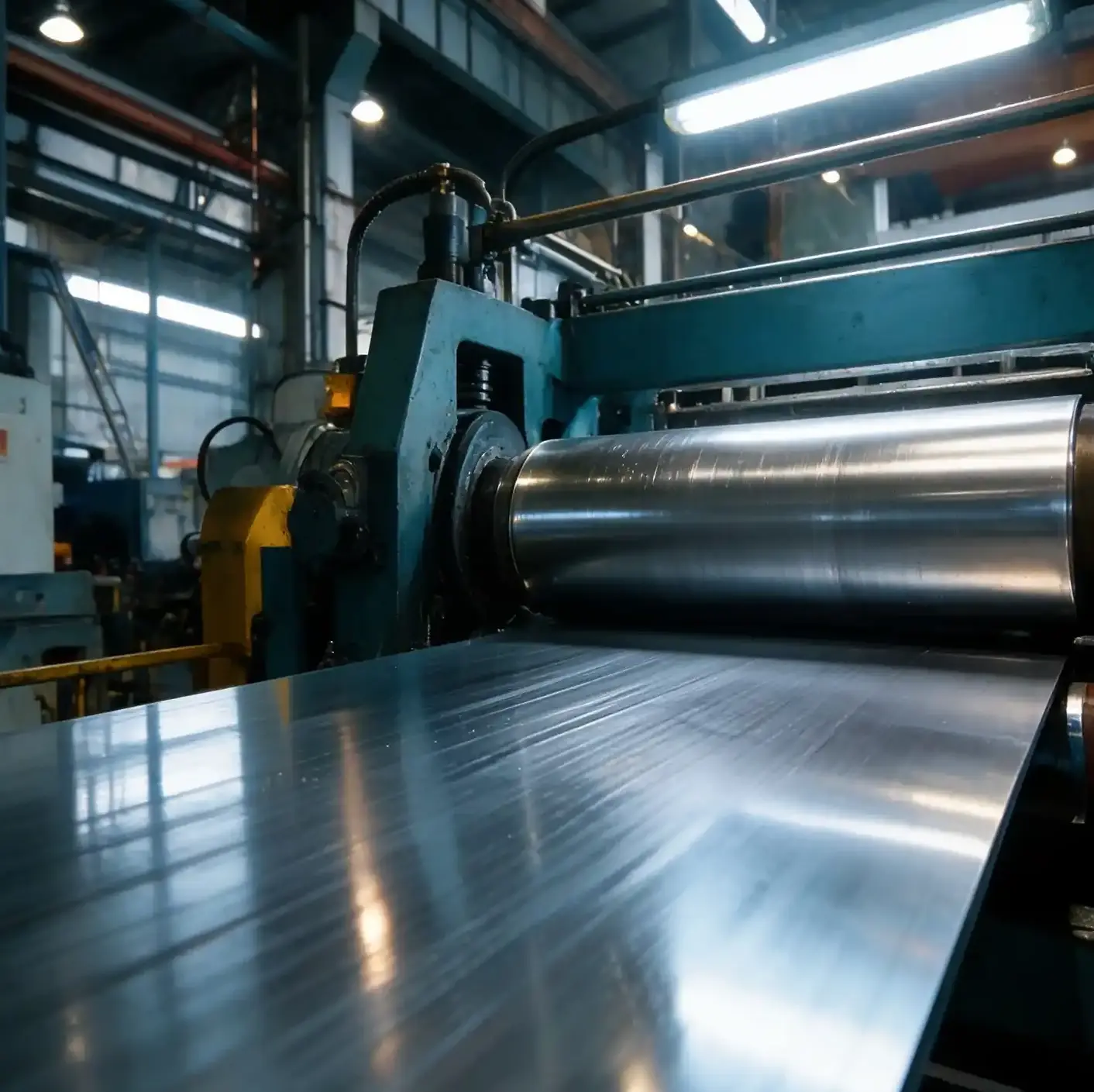 Precision cold rolling process for metal sheets manufacturing at Lukai workshop.