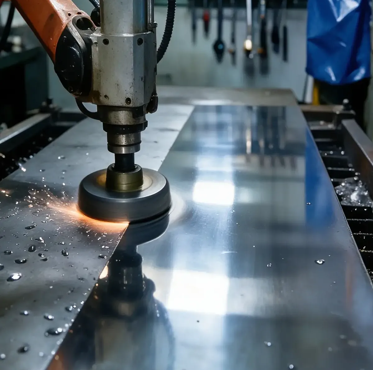 Metal surface finishing services featuring sandblasting, pickling, polishing, and protective coating.